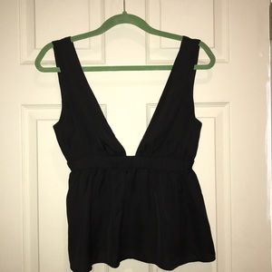 Deep V peplum top